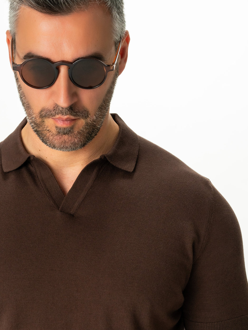 Tricou Bărbați Polo Modern Cafeniu De Vară  Bumbac Natural BMan286 (2)