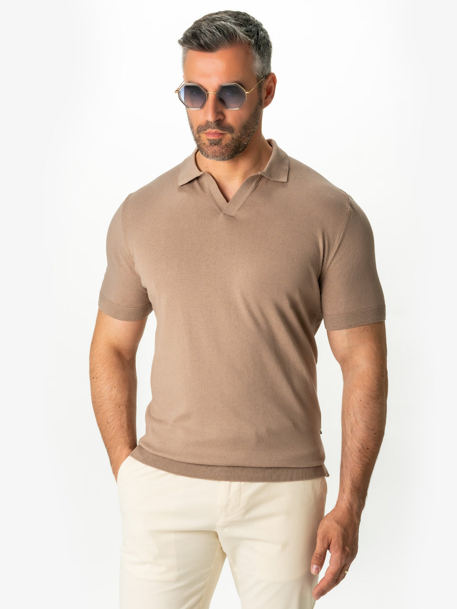 Tricou Premium Bărbați Polo Modern Bej De Vară  Bumbac Natural BMan286 (5)