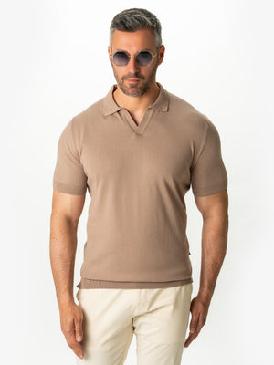 Tricou Bărbați Polo Modern Bej De Vară  Bumbac Natural BMan286