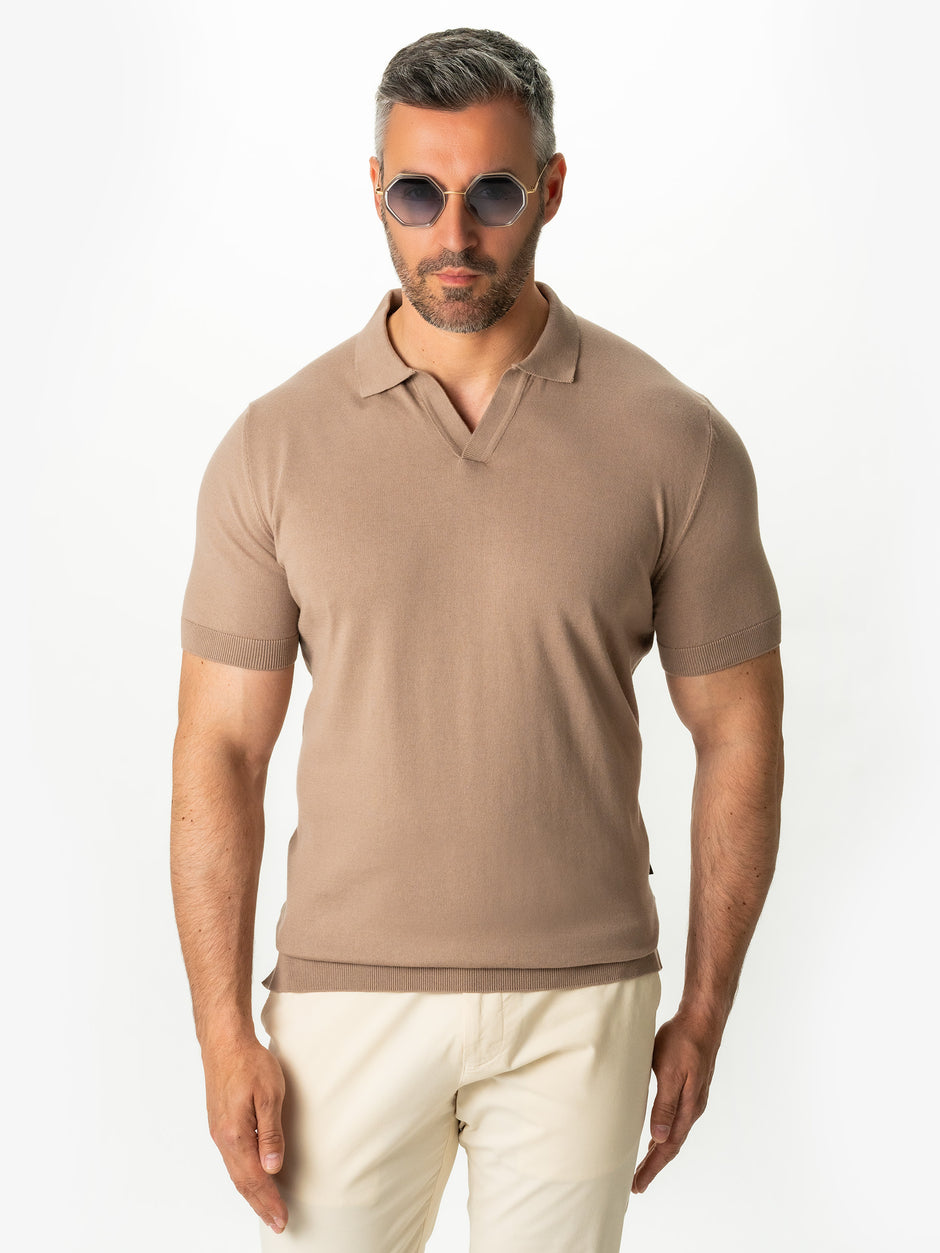 Tricou Bărbați Polo Modern Bej De Vară  Bumbac Natural BMan286 (1)