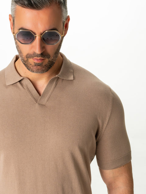 Tricou Premium Bărbați Polo Modern Bej De Vară  Bumbac Natural BMan286 (2)
