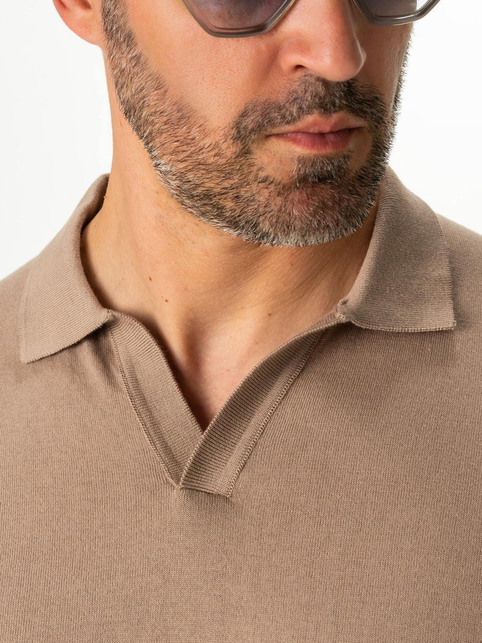 Tricou Bărbați Polo Modern Bej De Vară  Bumbac Natural BMan286 (4)