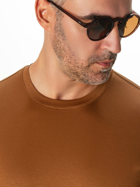Tricou Premium Barbati Maro Tobacco 100% Bumbac Egiptean Dublu Mercerizat BMan278 (2)