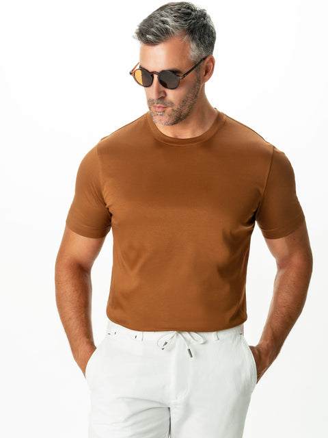 Tricou Premium Barbati Maro Tobacco 100% Bumbac Egiptean Dublu Mercerizat BMan278 (3)