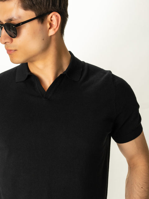 Tricou Premium Bărbați Polo Modern Negru De Vară Bumbac Natural BMan286 (1)