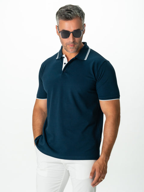 Tricou Guler Polo Barbati Bleumarin 100% Bumbac Royal Oxford Napoli BMan288 (5)