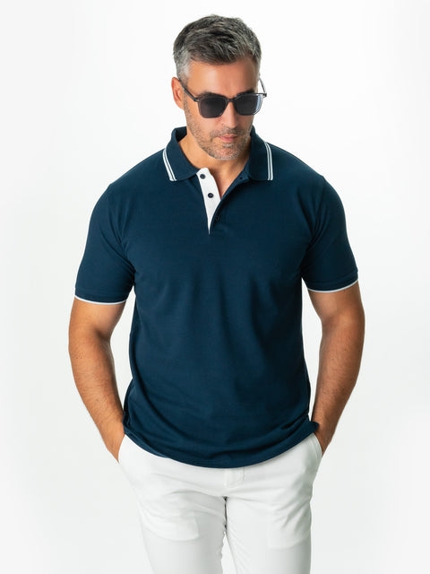 Tricou Guler Polo Barbati Bleumarin 100% Bumbac Royal Oxford Napoli BMan288 (1)