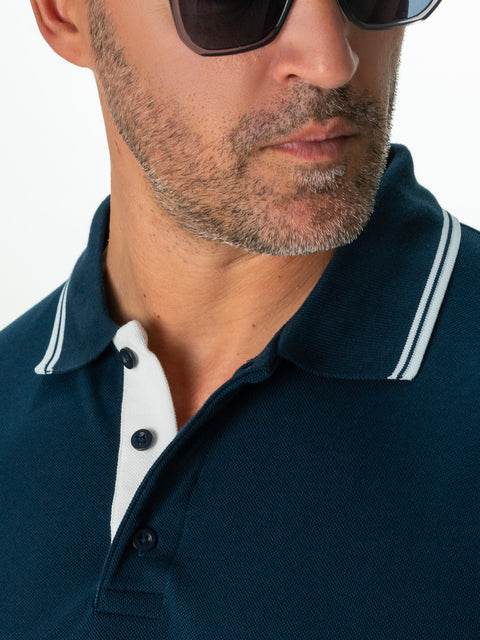 Tricou Guler Polo Barbati Bleumarin 100% Bumbac Royal Oxford Napoli BMan288 (2)