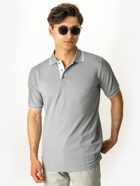 Tricou Guler Polo Barbati Gri Stone 100% Bumbac Royal Oxford Napoli BMan288 (4)