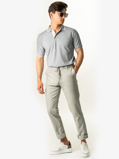 Tricou Guler Polo Barbati Gri Stone 100% Bumbac Royal Oxford Napoli BMan288 (3)
