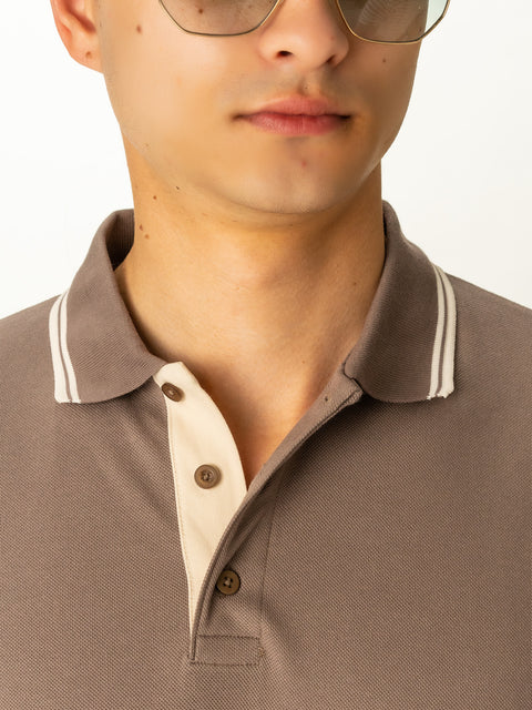 Tricou Guler Polo Barbati Maro Bej 100% Bumbac Royal Oxford Napoli BMan288 (6)