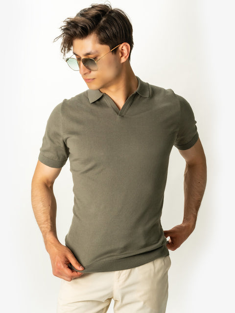 Tricou Premium Bărbați Polo Modern Verde Kaki Vară  Bumbac Natural BMan286 (5)