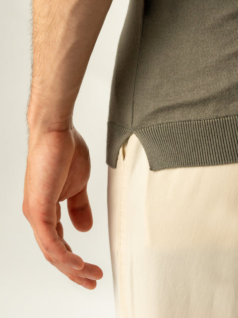 Tricou Premium Bărbați Polo Modern Verde Kaki Vară  Bumbac Natural BMan286 (6)