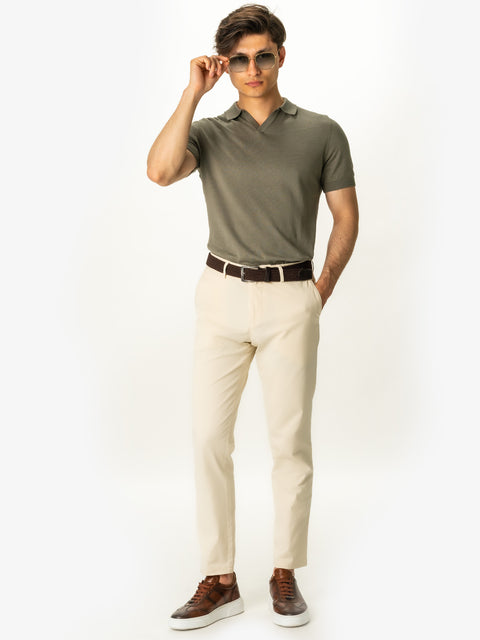 Tricou Premium Bărbați Polo Modern Verde Kaki Vară  Bumbac Natural BMan286 (3)