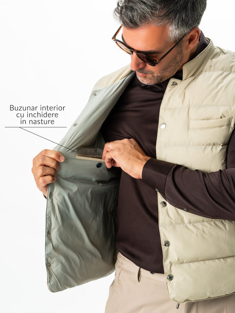 Vesta Casual Barbati De Toamna Crem Design Napoli BMan064 (4)