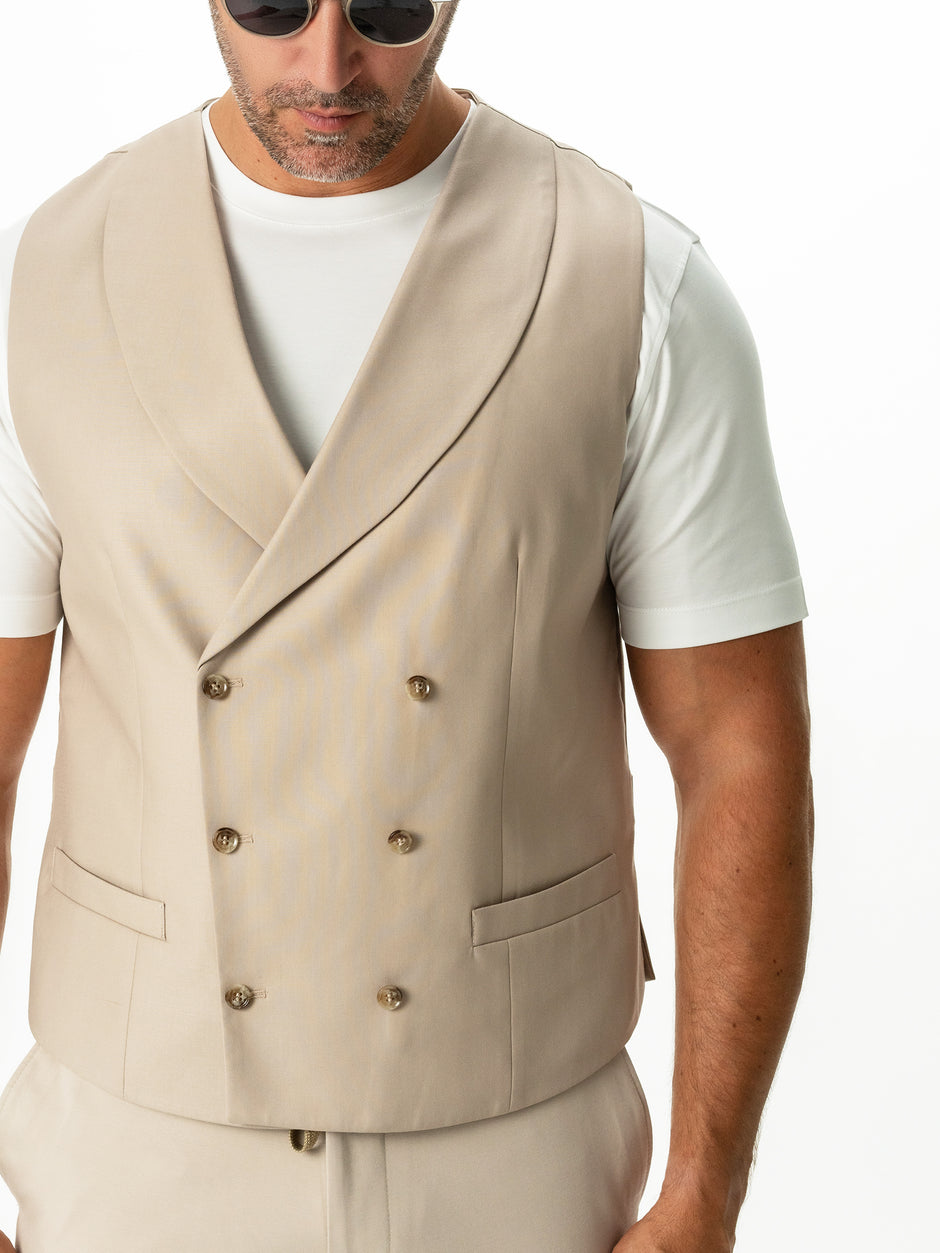 Vesta Barbati Crem Modern Casual La Doua Randuri BMan0301 (3)