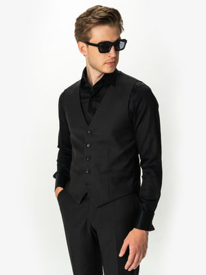 Vesta Barbati Eleganta Neagra Cinci Nasturi Design Clasic BMan0300