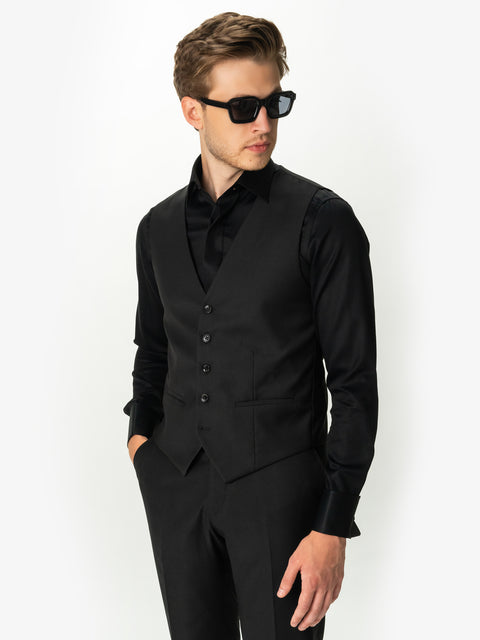 Vesta Barbati Eleganta Neagra Cinci Nasturi Design Clasic BMan0300 (1)