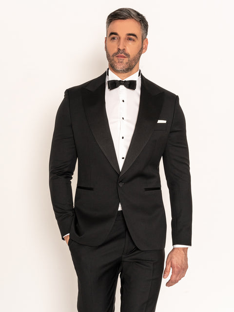 Ținută Mire & Nas Smoking Negru Formal Din 100% Lana Vitale Barberis Bman2289 (1)
