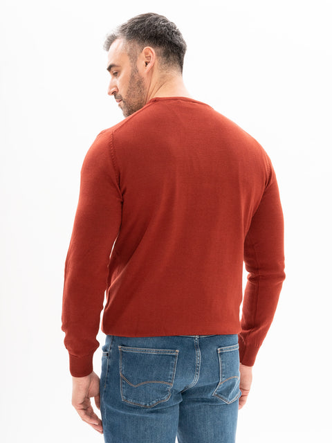 Pulover Barbati Caramiziu Guler Rotund 100% Bumbac Natural BMan604 (6)