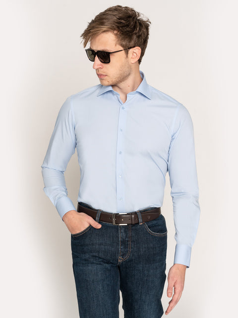 Camasa Bleu Simpla Office Barbati Din  Bumbac Sezon Toamna Eleganta Bman873 (1)
