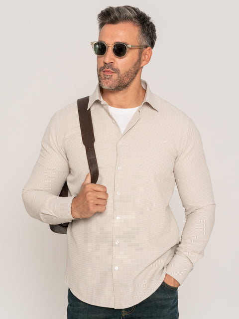 Camasa Office&Casual Barbati Crem Imprimeu Wales Galbiatti874 (1)