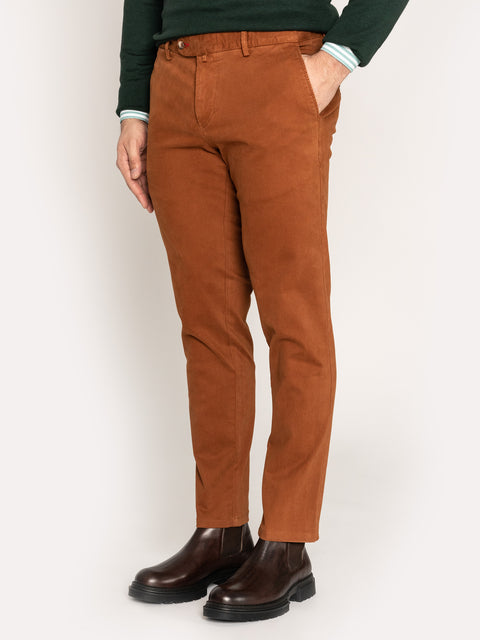 Pantaloni Office Barbati Bumbac Organic Caramiziu BMan549 (6)