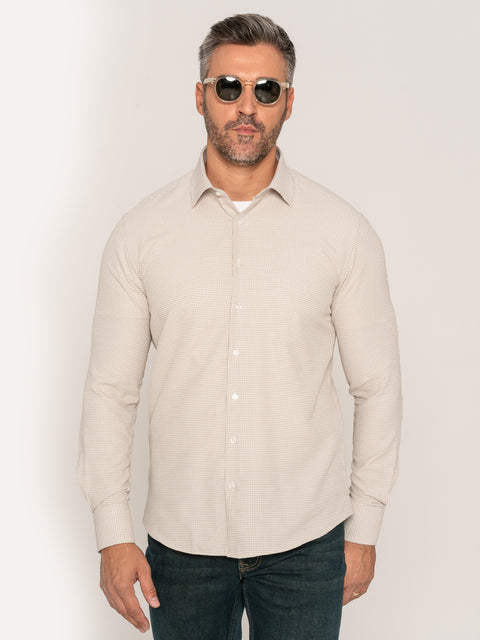 Camasa Office&Casual Barbati Crem Imprimeu Wales Galbiatti874 (4)