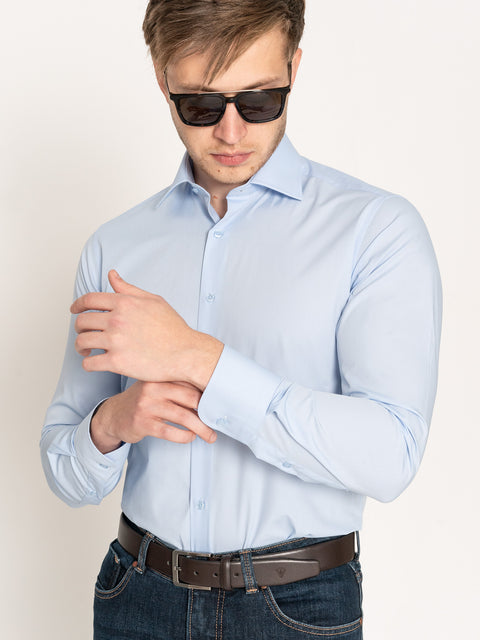 Camasa Bleu Simpla Office Barbati Din  Bumbac Sezon Toamna Eleganta Bman873 (4)