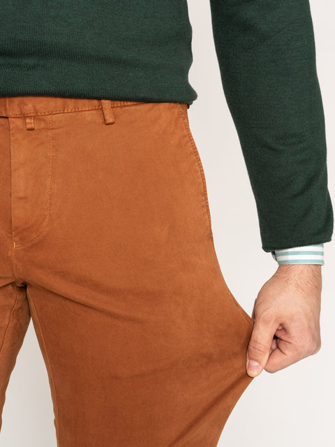 Pantaloni Office Barbati Bumbac Organic Caramiziu BMan549 (5)