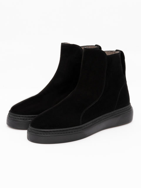 Ghete Barbati Makee 100% Piele Intoarsa Neagra BMan144 (5)