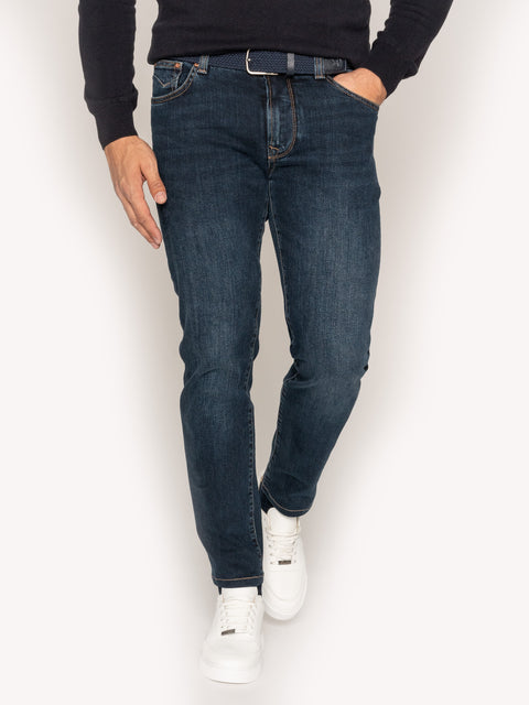 Blugi Slim FIt  Barbati Albastru Pal Tip Denim BMan323 (3)