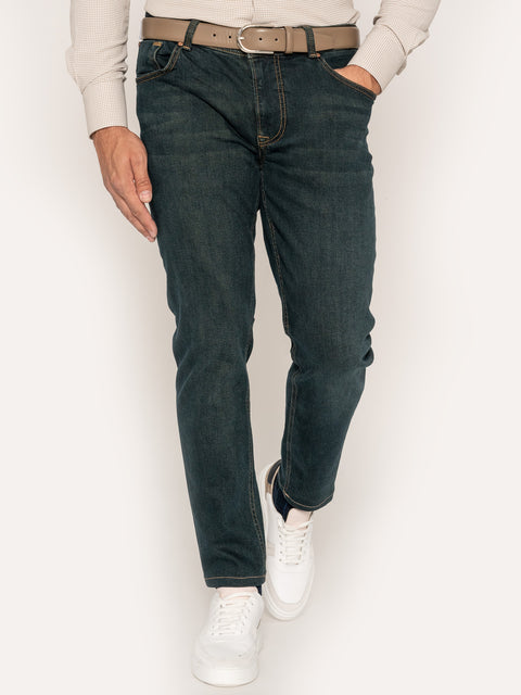 Blugi Modern Casual Barbati Albastru Petrol Comfort Fit BMan322 (4)