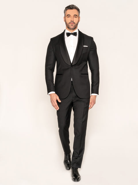Costum Barbati Smoking Mire & Nas Negru 100% Lana Vitale Barberis BMan343 (2)