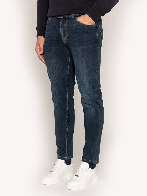 Blugi Slim FIt  Barbati Albastru Pal Tip Denim BMan323 (1)