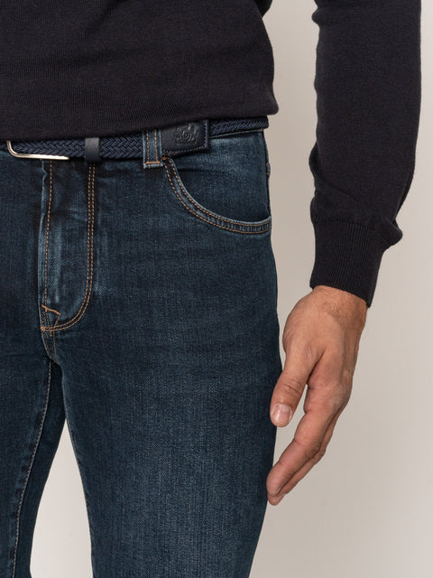 Blugi Slim FIt  Barbati Albastru Pal Tip Denim BMan323 (2)