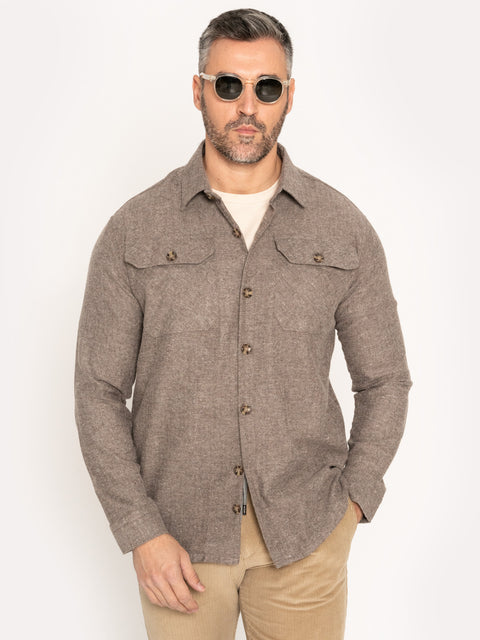Camasa Casual Barbati Tip Jacheta Maro Nisip Design Herringbone BMan880 (6)