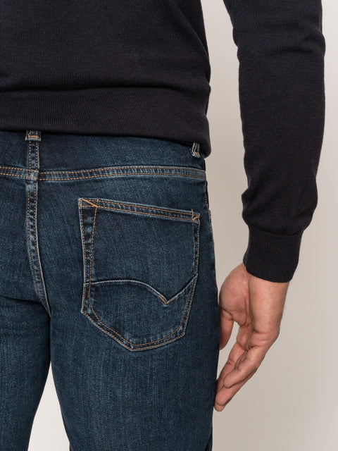 Blugi Slim FIt  Barbati Albastru Pal Tip Denim BMan323 (7)