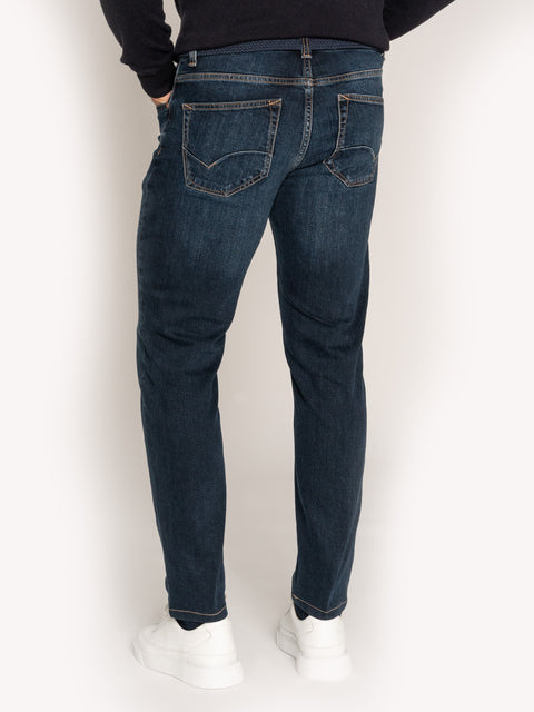 Blugi Slim FIt  Barbati Albastru Pal Tip Denim BMan323 (4)