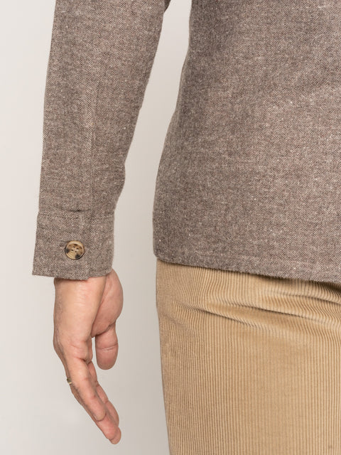 Camasa Casual Barbati Tip Jacheta Maro Nisip Design Herringbone BMan880 (5)