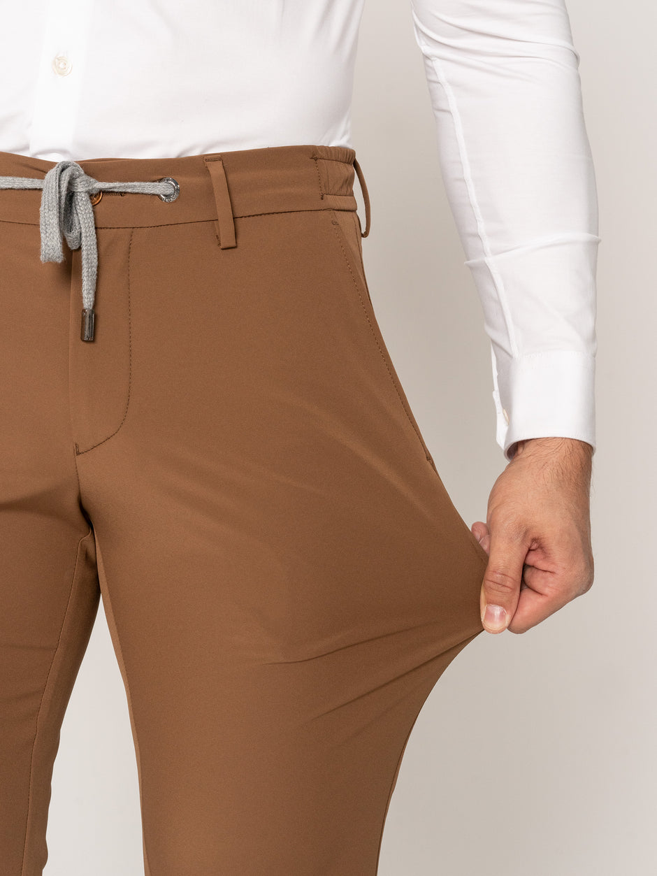 Pantaloni Cu Snur Barbati Maro Elastici Flexo Din Spandex Milano BMan598 (3)