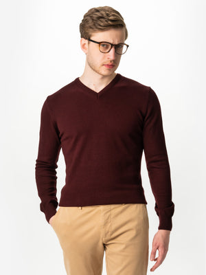 Pulover Casual Barbati Bordo 100% Bumbac Guler Anchior BMan607