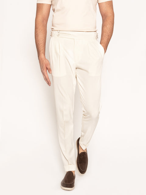 Pantaloni Barbati Alb Mat Model Gurkha Amestec Lana BMan594 (1)