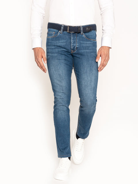 Blugi Barbati Albastri Tip Denim Slim Fit BMan300 (1)