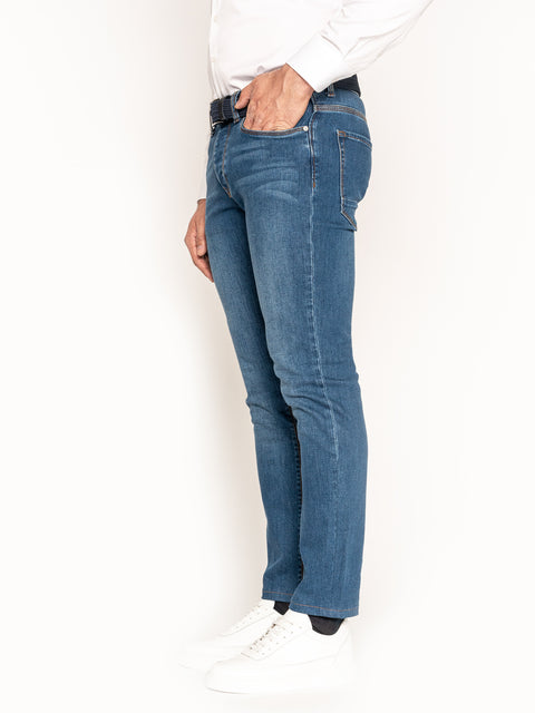 Blugi Barbati Albastri Tip Denim Slim Fit BMan300 (3)