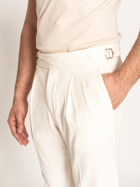 Pantaloni Barbati Alb Mat Model Gurkha Amestec Lana BMan594 (2)