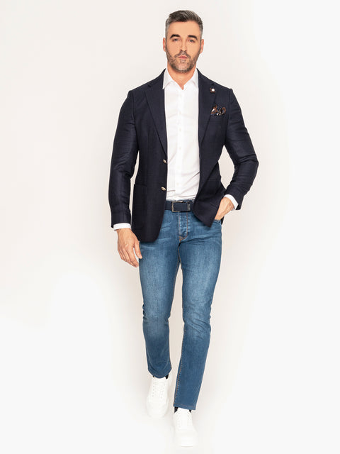 Blugi Barbati Albastri Tip Denim Slim Fit BMan300 (2)