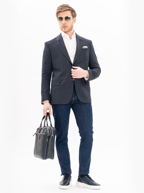 Sacou Business Albastru Barbati Amestec Lana&Poliamida BMan440 (3)