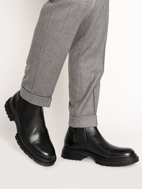 Ghete Negre Barbati Modern Casual 100% Piele Naturala Design Zorlu BMan145 (7)