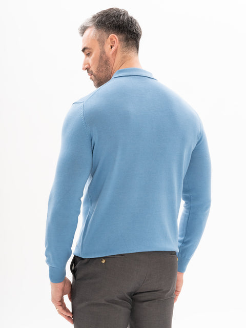 Pulover Office Barbati Bleu 100% Bumbac Guler Polo BMan608 (7)